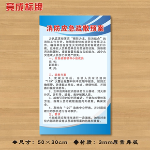 消防应急疏散预案消防安全挂图 制度牌灭火和应急疏散预案ZSZD078