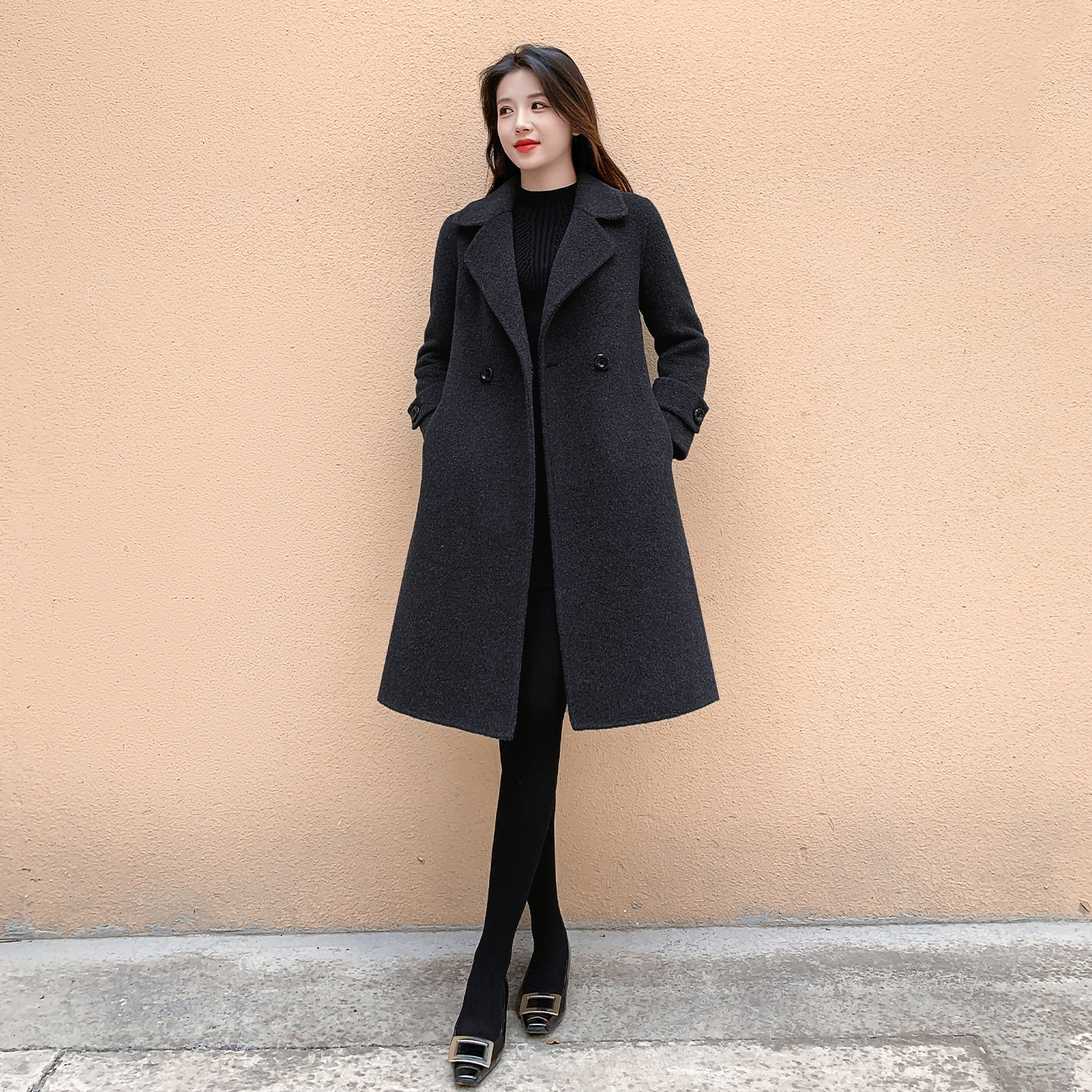 双面羊绒大衣2025年秋冬新款修身显瘦中长款气质高端女士毛呢外套