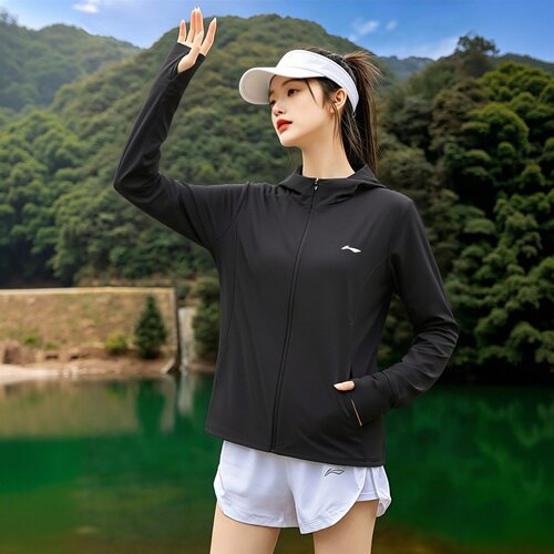 李宁防晒连帽外套女子2026夏季新品轻薄凉感舒适运动风衣AFDW462