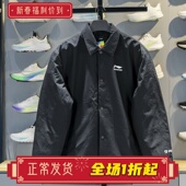 李宁男子棉夹克2025冬季 CBA篮球系列翻领宽松休闲外套AJMV071 新款
