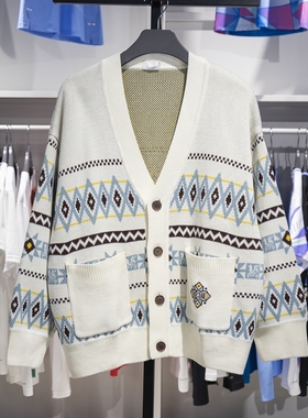 李宁男子开衫编织衫2023冬季运动潮流系列宽松针织外套AMBT249