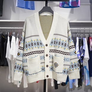 运动潮流系列宽松针织外套AMBT249 2023冬季 李宁男子开衫 编织衫