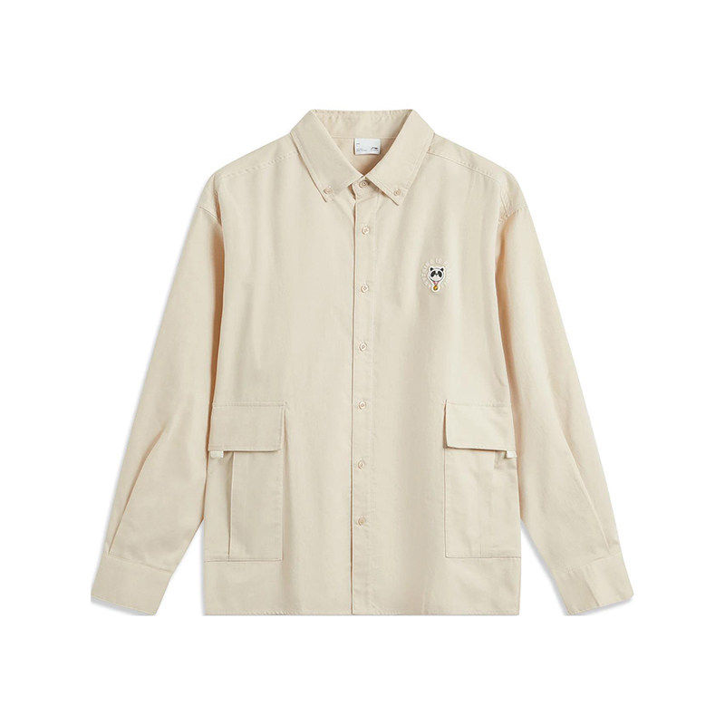 李宁运动生活系列男子舒适百搭时尚潮流宽松翻领长袖衬衫ASHU547