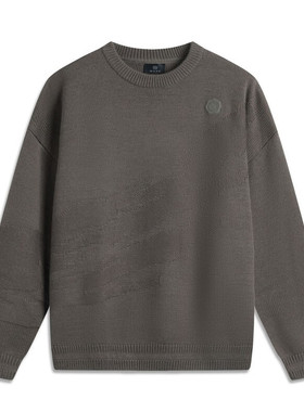 李宁正品韦德系列男子宽松圆领保暖舒适套头无帽编织衫 AMBU055