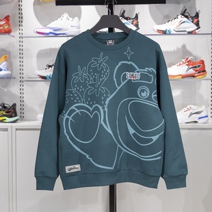 李宁卫衣男子2024冬季 皮克斯草莓熊联名宽松加绒套头卫衣AWDU437