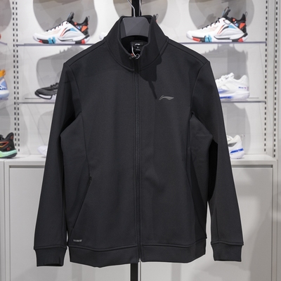 李宁男子立领加绒保暖开衫卫衣