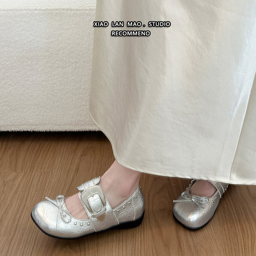 厚底法式玛丽珍浅口一脚蹬凉单鞋