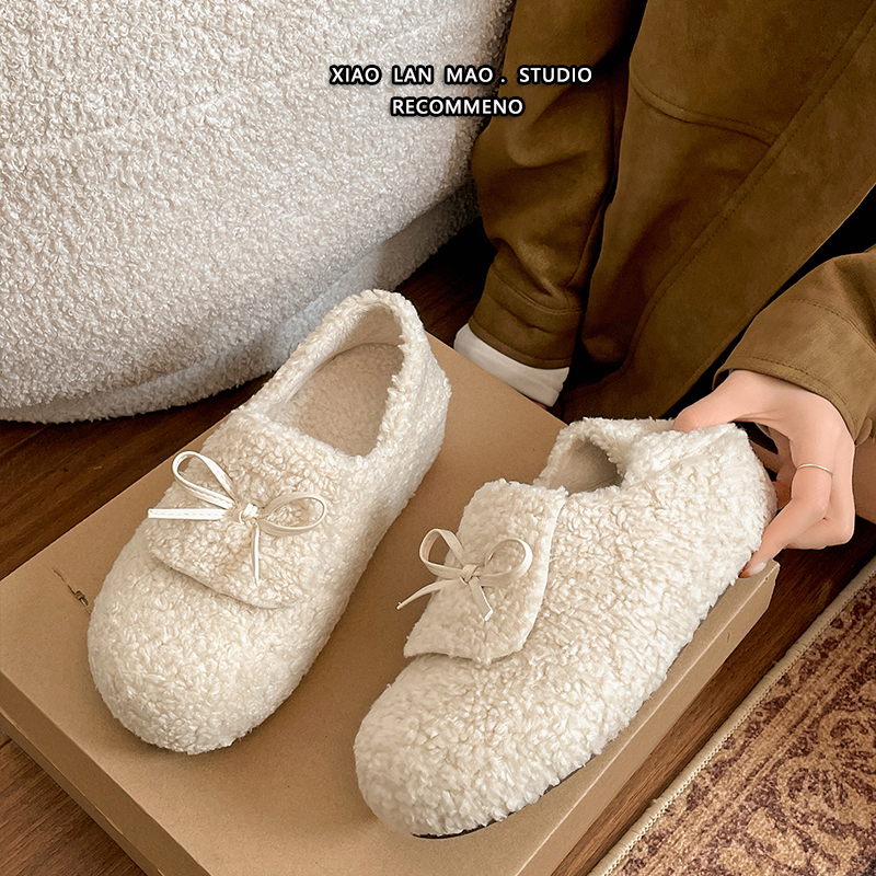 【好物推荐】白色加绒毛毛鞋外穿