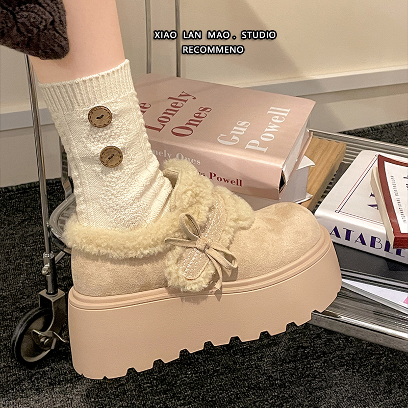 毛绒勃肯鞋女2025冬新款加绒棉鞋