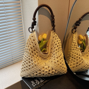 镂空编织包女2026新款草编包夏季海边度假风休闲单肩托特包沙滩包
