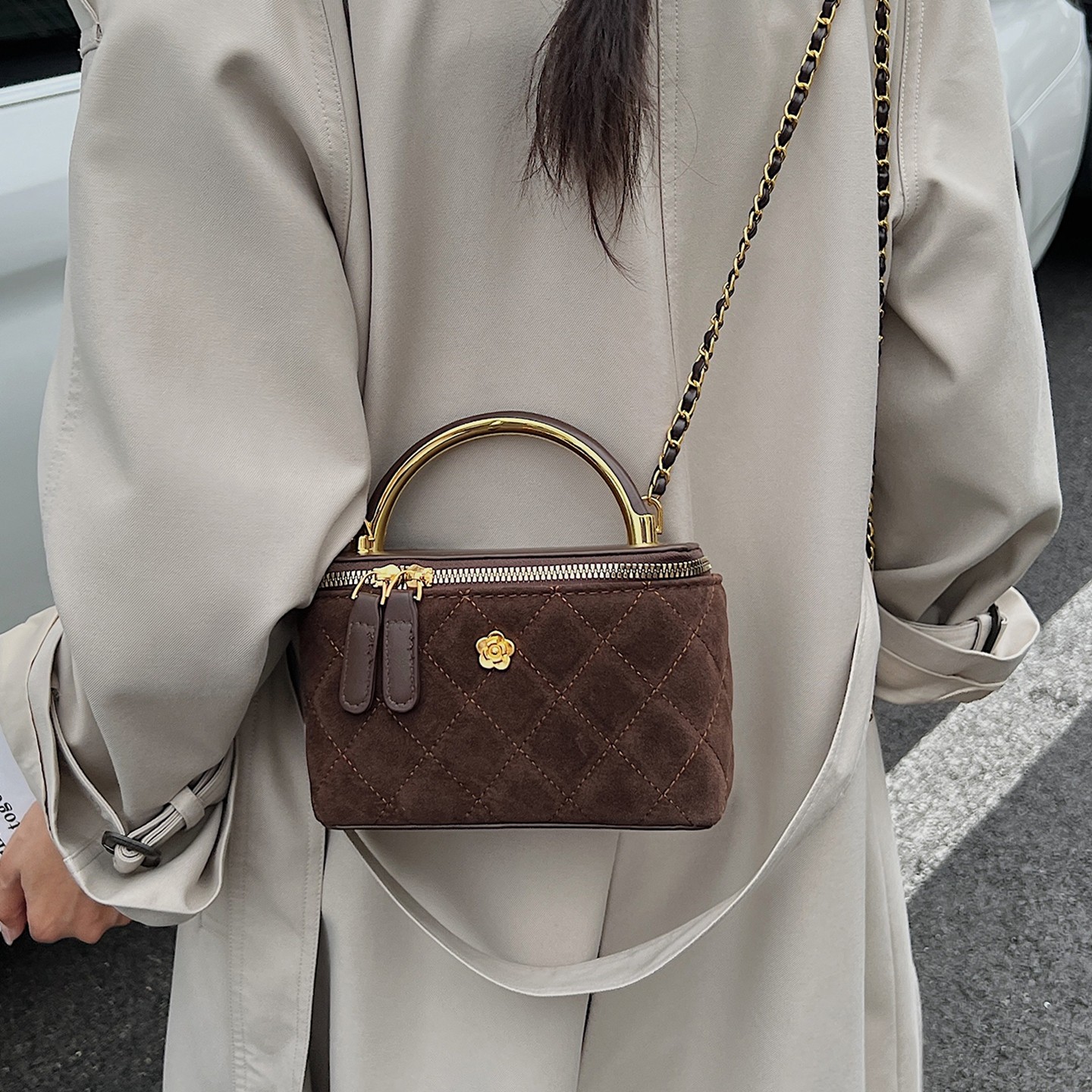 美拉德复古小包包女2026新款小香风菱格链条斜挎包手提盒子水桶包,箱包皮具/热销女包/男包,通用款女包,淘宝优惠券,粉丝福利购,淘宝优惠卷