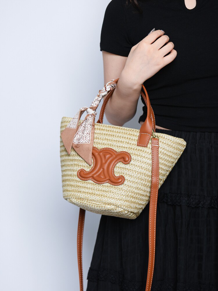 Trendy Luxury Straw Woven Bag For Women 2025 New Arrival Beach Vacation Crossbody Bag Woven Handbag Basket - Thumbnail 4