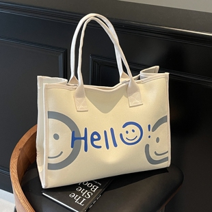 休闲大包包女士2026新款大容量帆布托特包学生上班通勤单肩手提袋