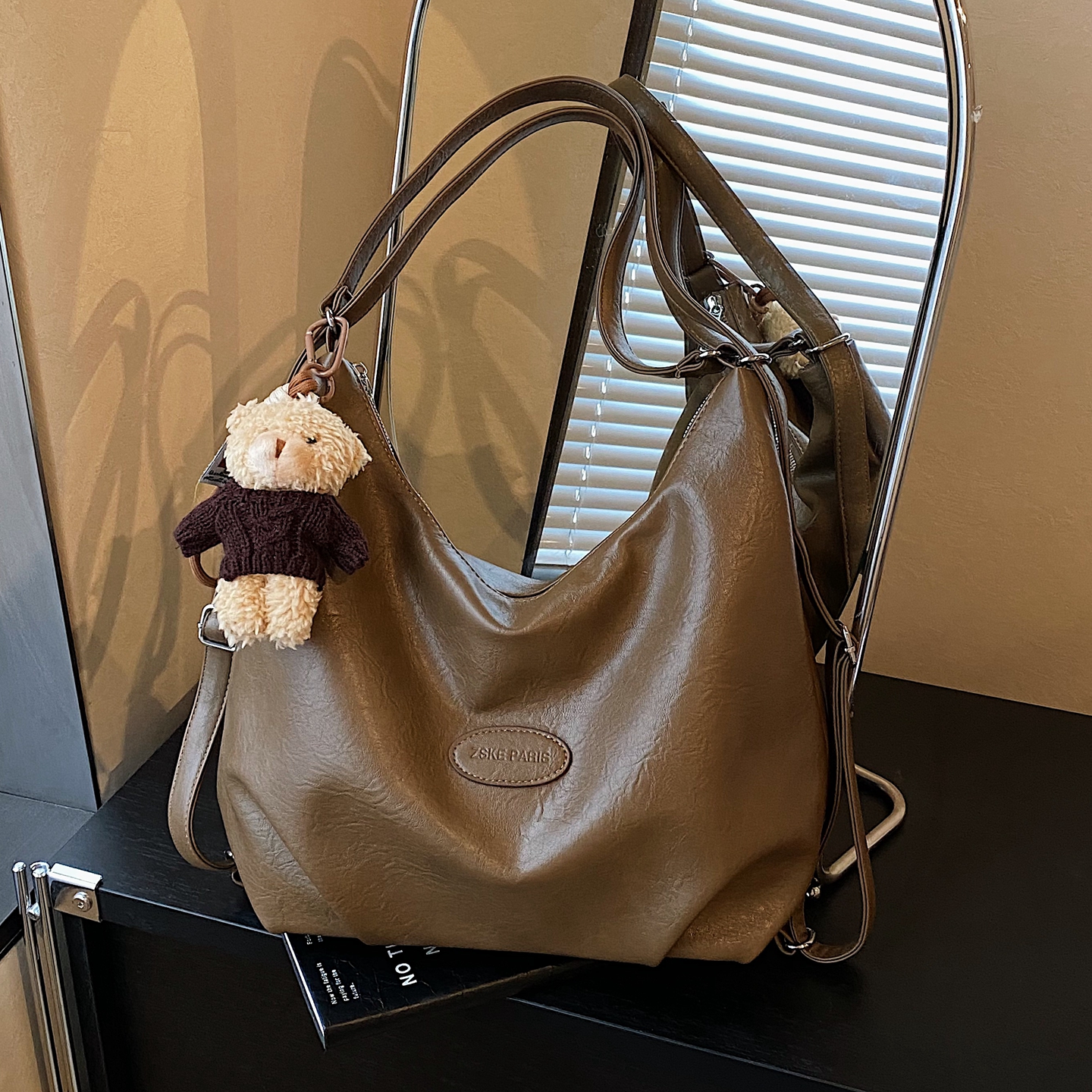 复古大容量单肩托特包多功能背包