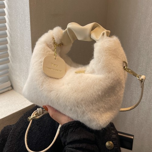 毛毛手提小方包单肩斜挎日韩风