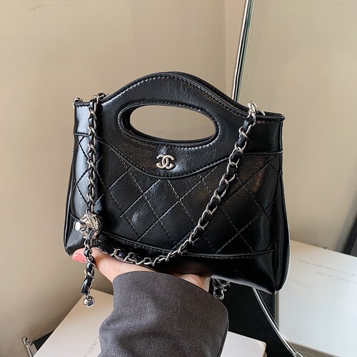 菱格链条斜挎包小香风手提包