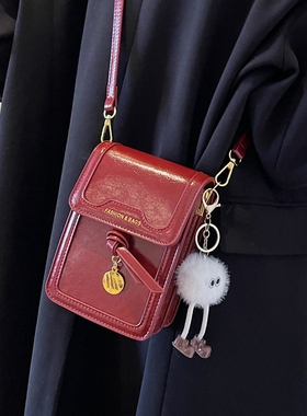 新年红色小包包女2025新款时尚流行斜挎小方包喜庆手机包迷你小包