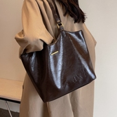 韩系高级感大包包女2025新款 休闲百搭托特包复古大容量通勤单肩包