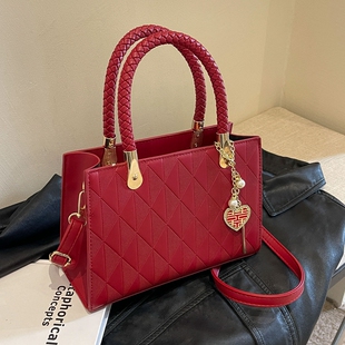 高级感大容量红色新娘包结婚包包妈妈包2026新款手提单肩斜挎包女