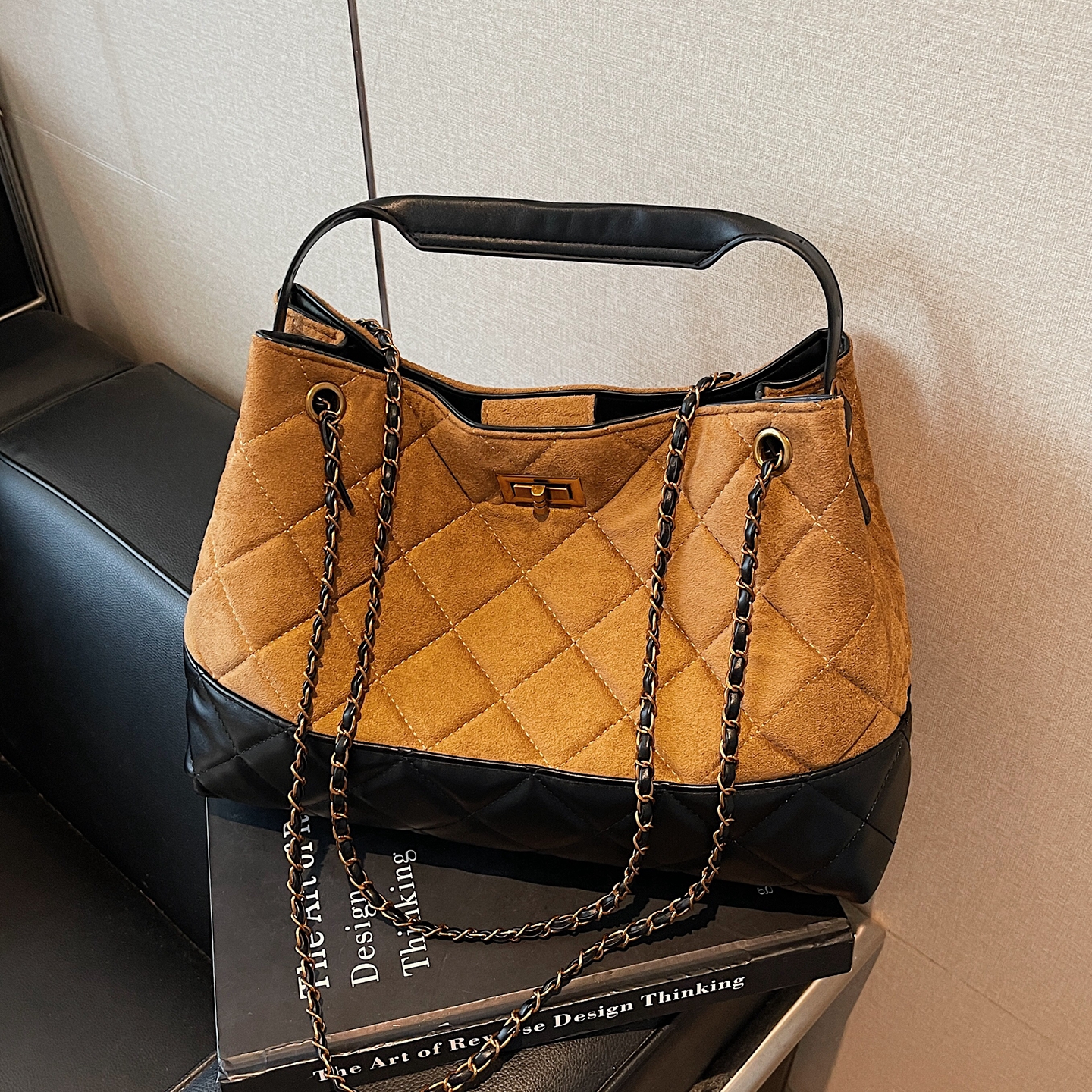 高级感菱格链条包通勤单肩手提包