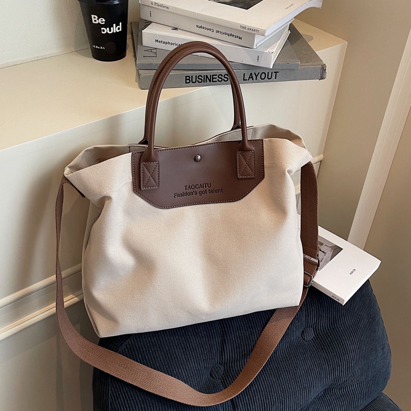 帆布包通勤上课斜挎包简约托特包