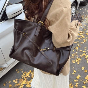 美拉德复古大容量包包女春夏百搭休闲单肩包韩系上班通勤托特大包