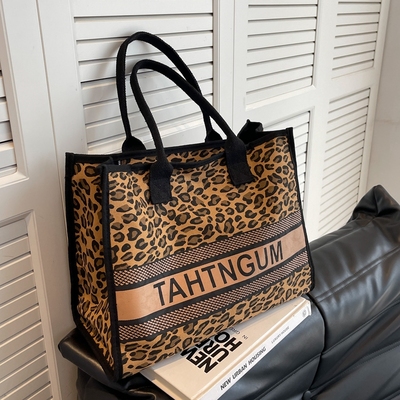 时尚豹纹单肩包通勤手提托特包