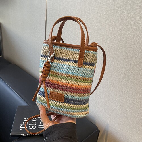 时尚撞色编织高级质感迷你手机包