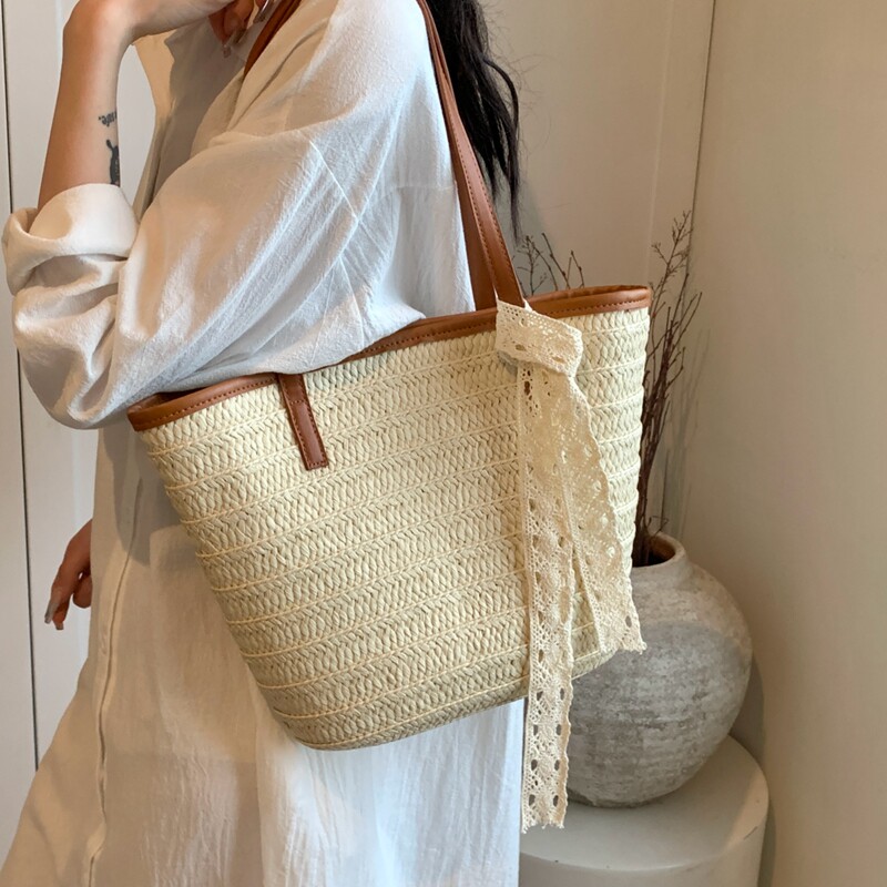 草编包包女大容量2026新款潮夏季编织单肩包海边旅游菜篮子托特包
