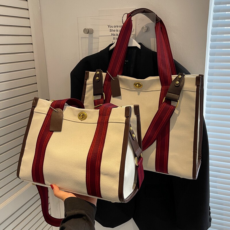 大容量帆布包女秋冬新款上班通勤包外出旅行手提袋宽带斜挎托特包,箱包皮具/热销女包/男包,通用款女包,淘宝优惠券,粉丝福利购,淘宝优惠卷