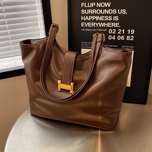 复古时尚软皮大容量单肩托特包