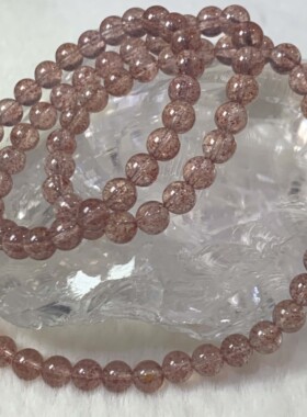 建木信使｜【高品质】天然白水体草莓晶无优化 清透手串 原石原矿