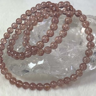 建木信使|【高品质】天然白水体草莓晶无优化 清透手串 原石原矿