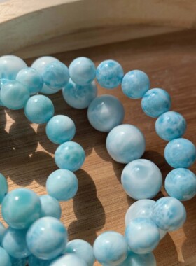 建木信使｜【性价比】天然海纹石拉利玛蓝色水晶手串原矿