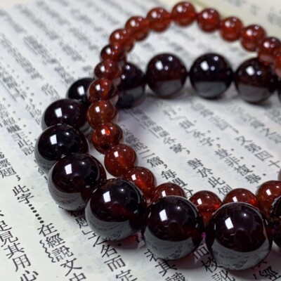 天然无优化石榴石水晶手串