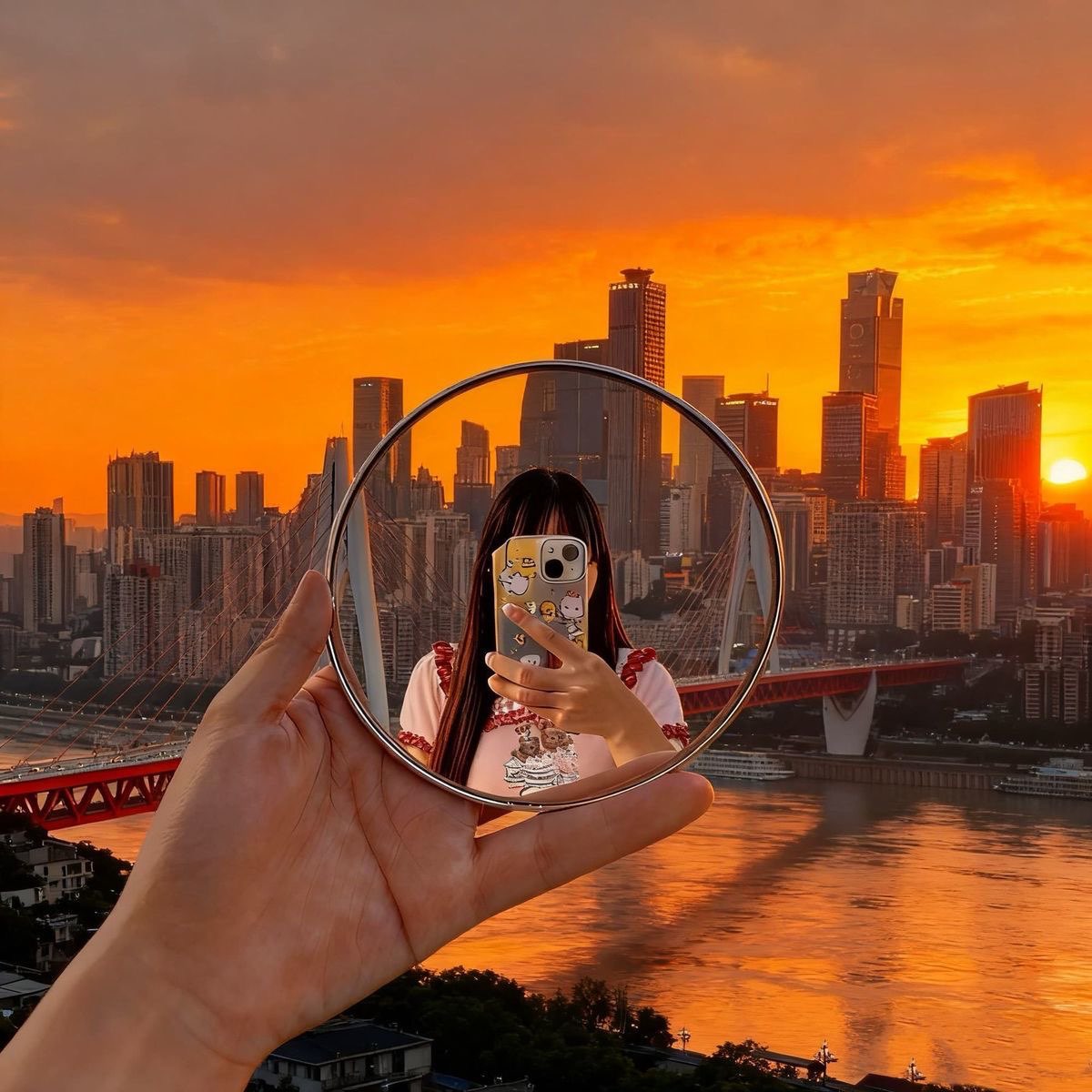 反光镜旅行拍照小圆镜