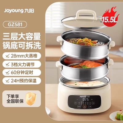九阳电蒸锅不锈钢双层电脑电蒸笼