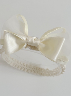 夏季新款弹力宝宝新生儿百天周岁婴儿发带洋气头花头带蕾丝蝴蝶结