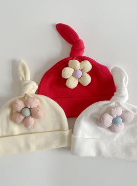 婴儿帽子春秋款满月宝宝帽子新生儿纯棉奶嘴帽幼儿囟门套头胎帽