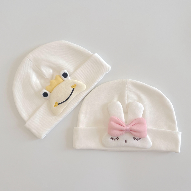 婴儿帽子春秋款纯棉胎帽公主帽小月龄男女宝宝新生儿套头可爱帽子