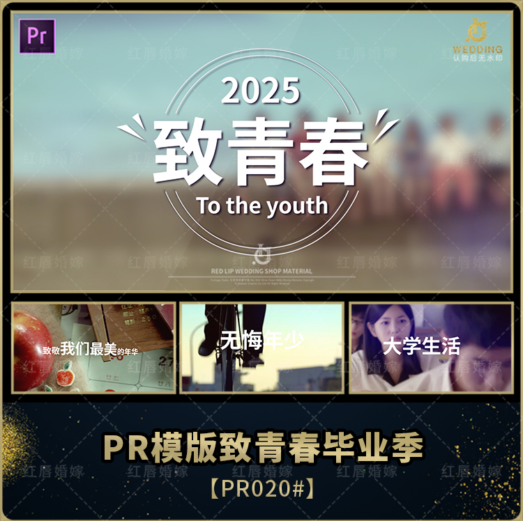 PR模板 毕业季 大学生活 同学录  电子相册片头致青春 毕业回忆录