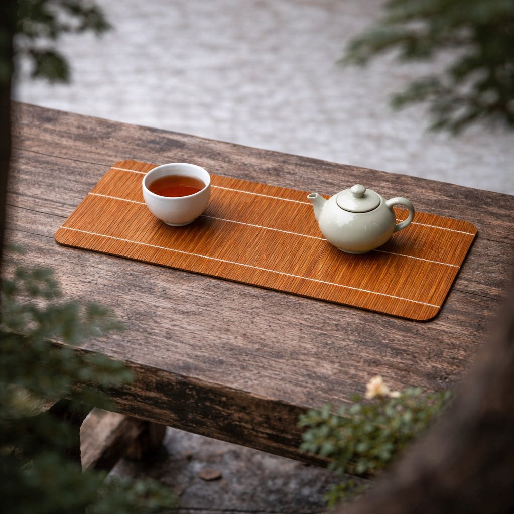 新中式竹制茶席可折叠茶桌垫