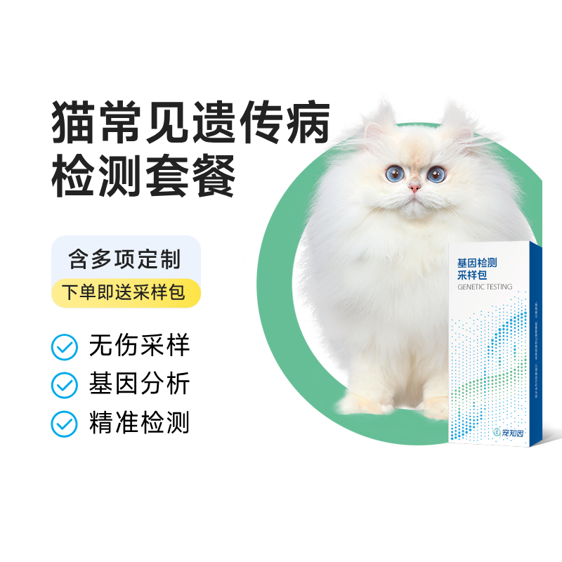 宠知因猫咪常见遗传疾病基因检测套餐宠物猫三项心肾肥厚型心肌病
