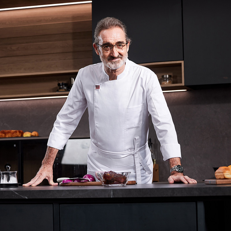 新式厨师工作服长袖五星级酒店西餐厅食堂餐饮后厨套装定制黑色男