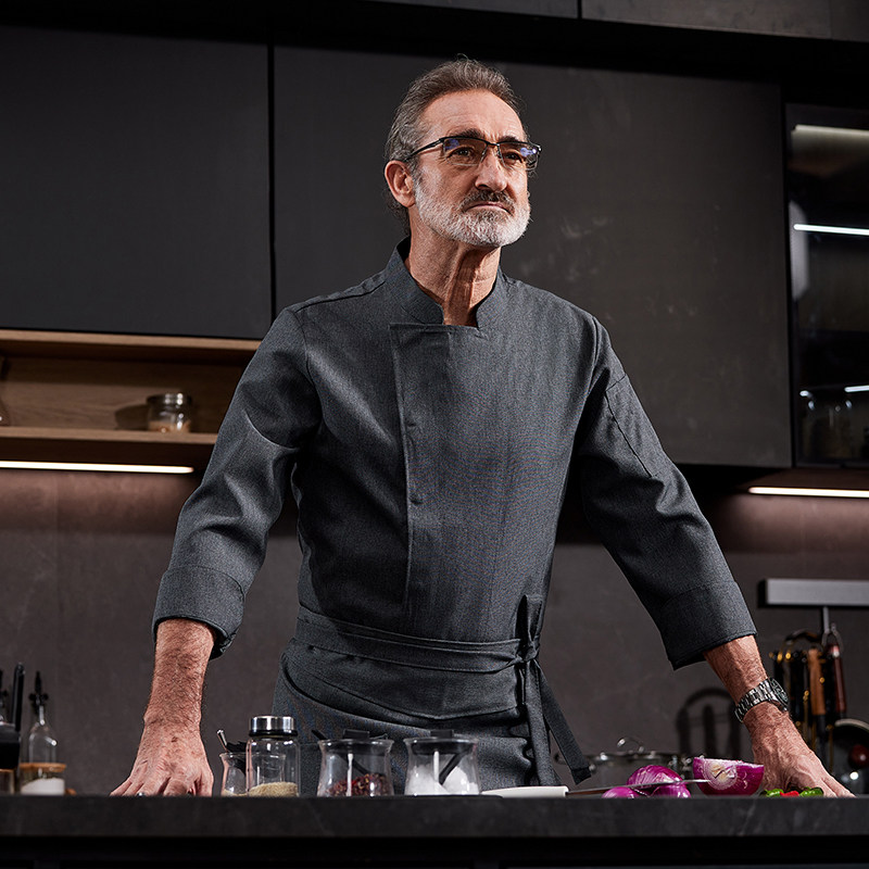 纯色秋冬季厨师工作服长袖定制餐饮酒店后厨烘焙食堂工装男女套装