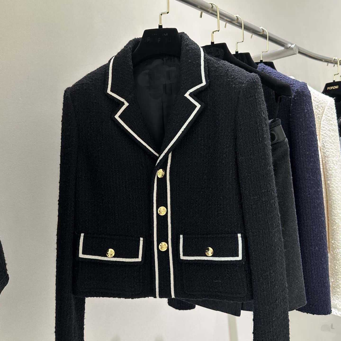 市场1000+版本】~小香风粗花呢撞色边西装领短款小个子羊毛外套女,女装/女士精品,短外套,淘宝优惠券,粉丝福利购,淘宝优惠卷