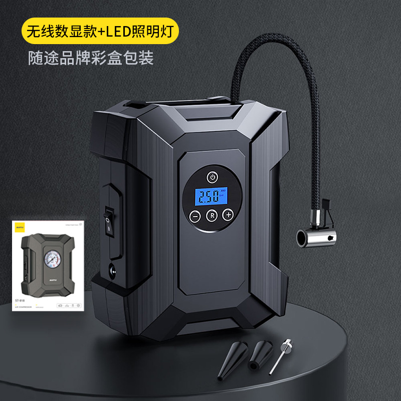 车载充气泵便携式12v汽车轮胎电动打气筒带压力表车用高压打气泵