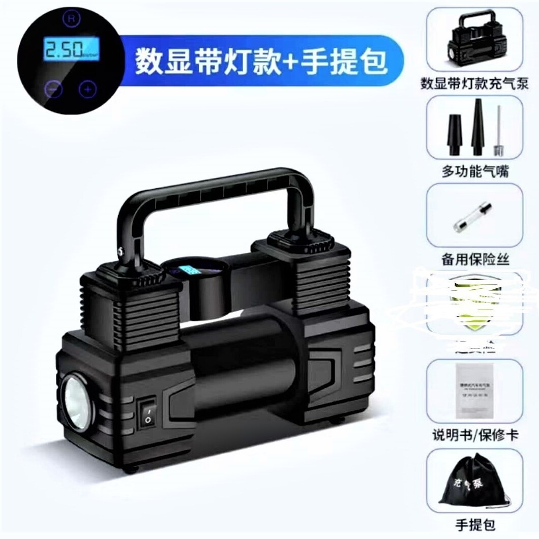 智能车载充气泵汽车打气泵数显12v便捷式轮胎打气筒智能应急补胎