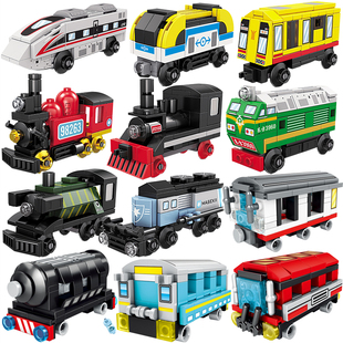 儿童益智力小颗粒拼装积木男孩组装跑酷列车火车地铁玩具模型拼图