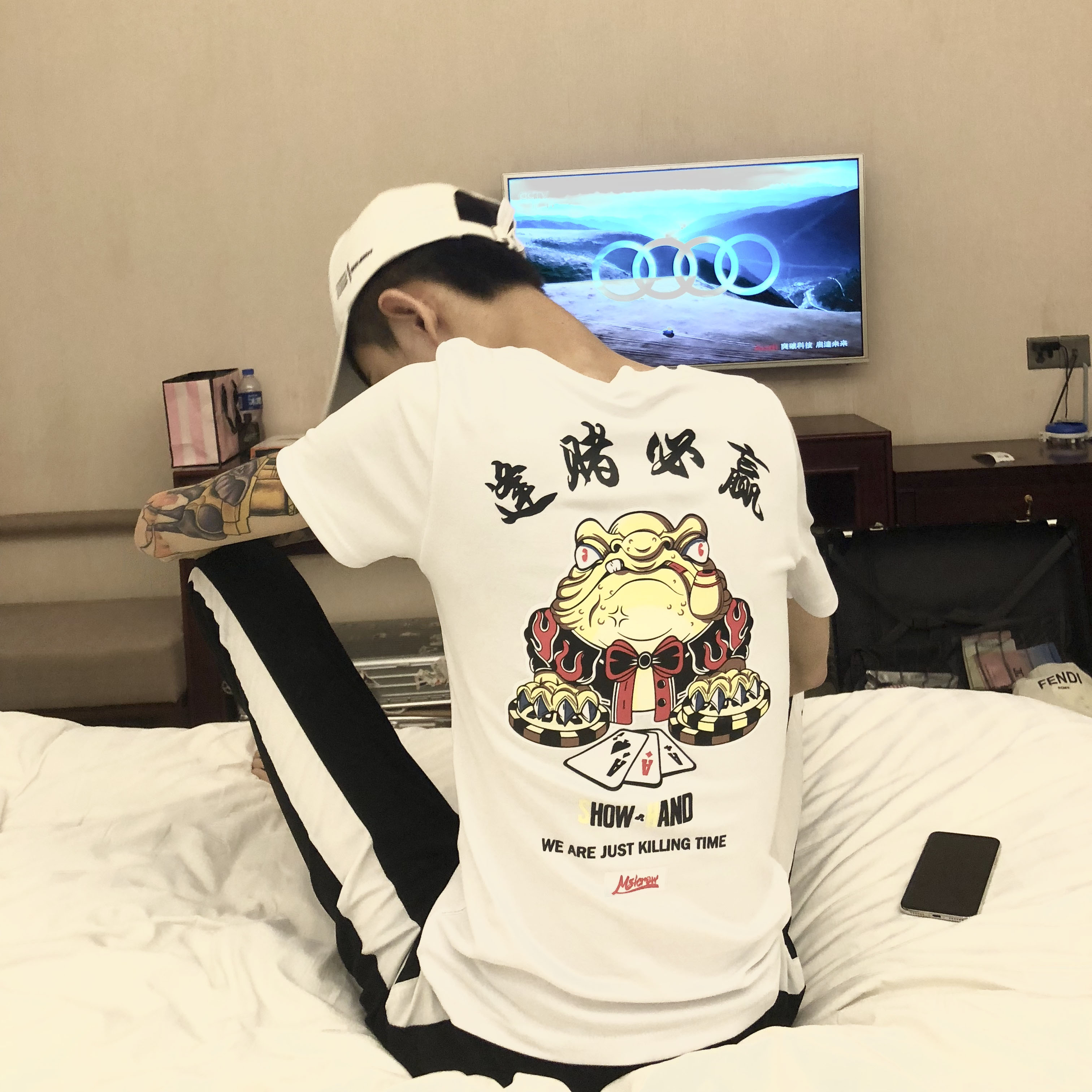冬季圆领t恤世界杯逢赌必赢短袖男社会人加绒修身弹力网红同款T恤